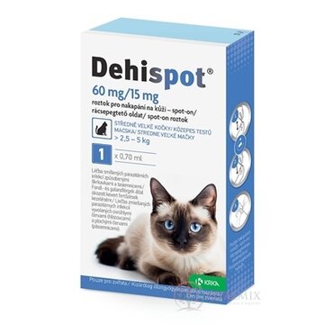 Dehispot 60 mg/15 mg spot-on roztok pre stredne veľké mačky > 2,5 - 5 kg, 1x0,7 ml obrázok